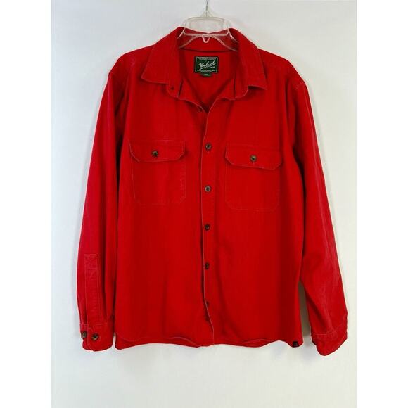 Vintage Woolrich Shirt Mens Large Red Chamois Flannel 90s Y2K - Picture 1 of 16